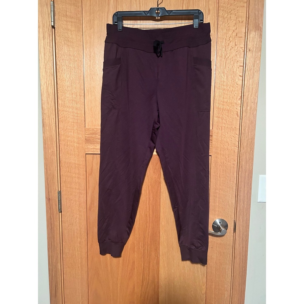32 Degrees Heat Women's Jogger Pants Large Plum Burgundy Cargo Pocket Drawstring
